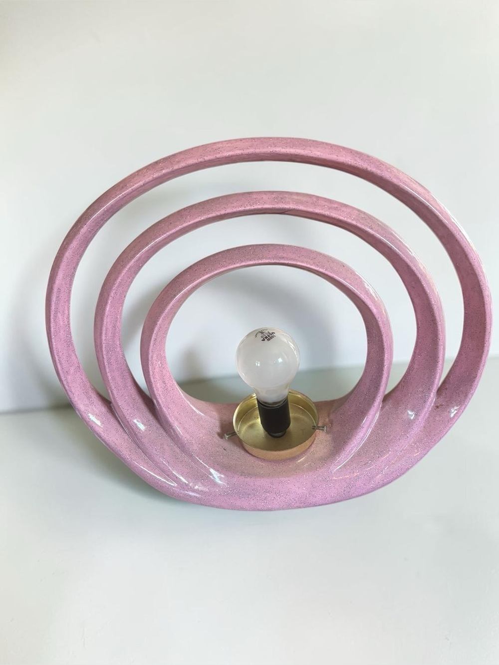 Vintage 1980s Limelight Pink Ceramic Halo Ring Lamp Postmodern Art Deco
